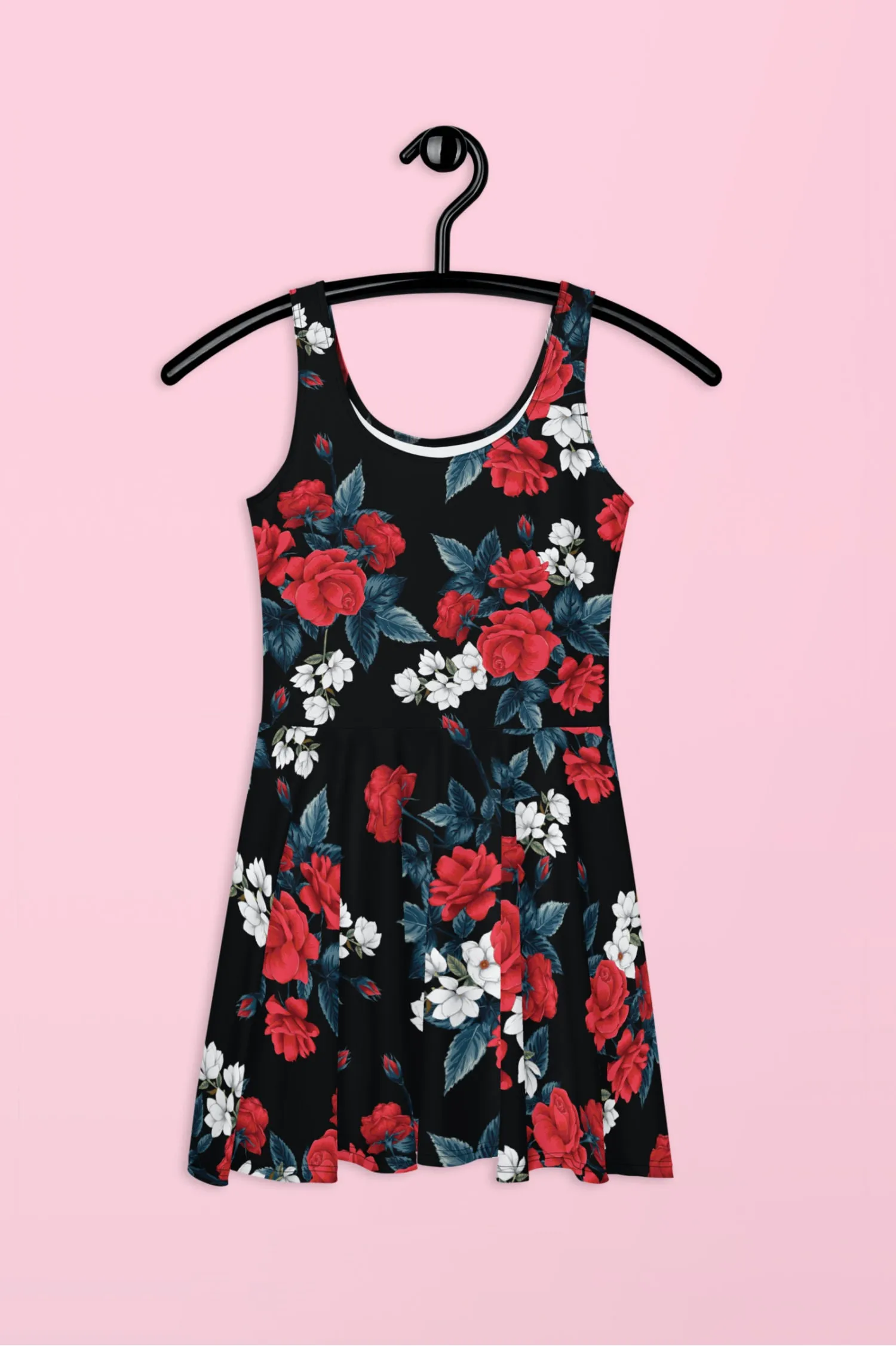 Vestido patinador de rosas