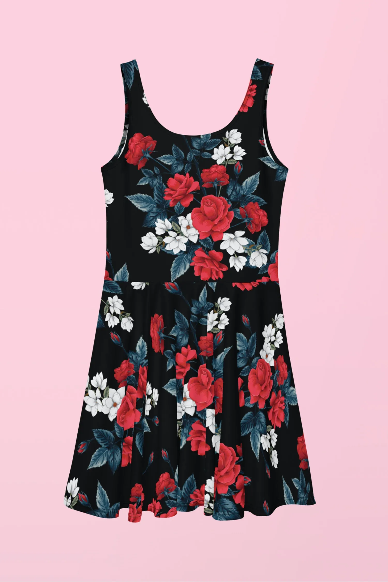 Vestido patinador de rosas