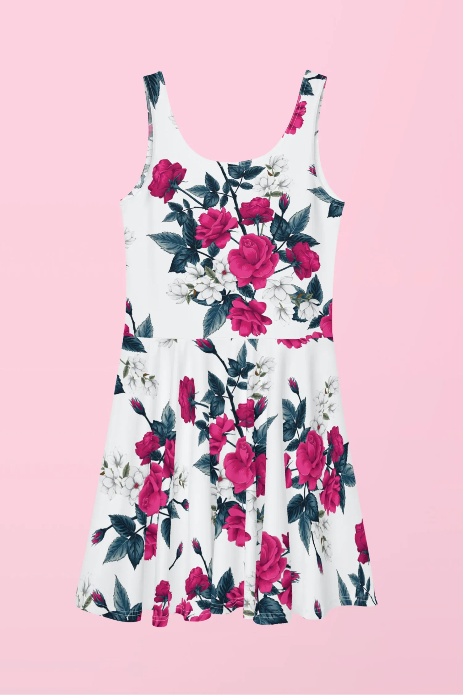 Vestido patinador de rosas