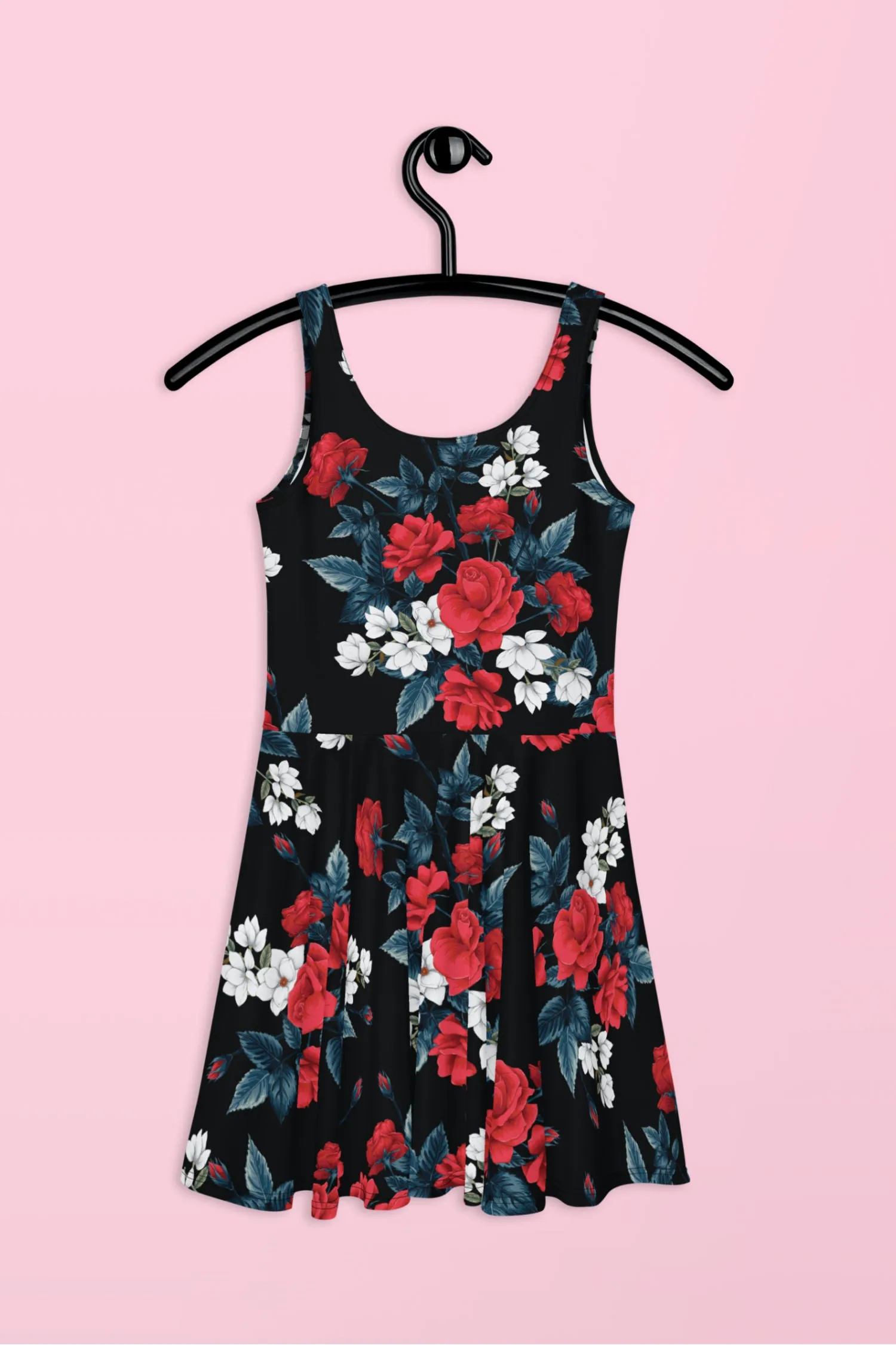 Vestido patinador de rosas