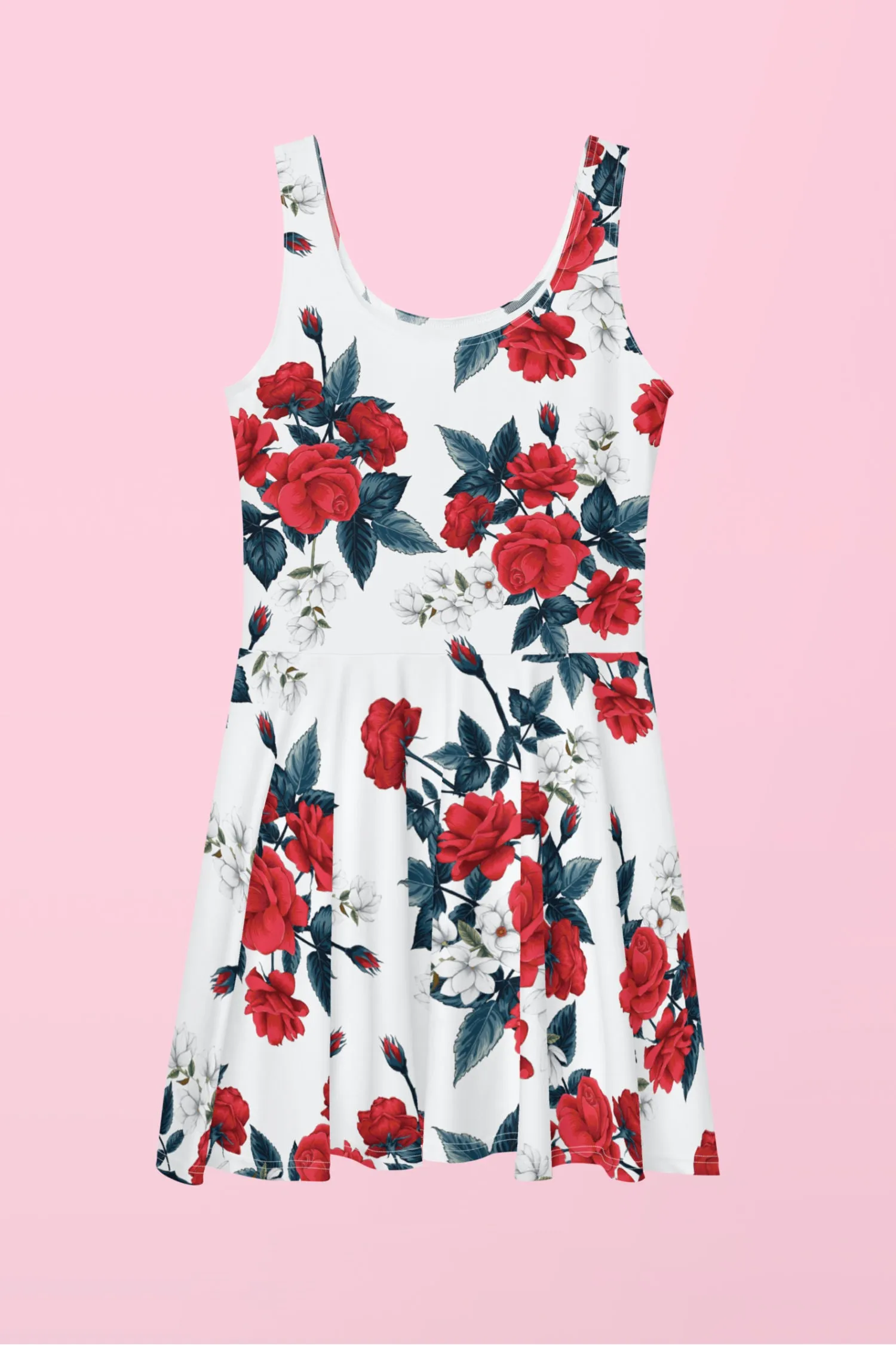 Vestido patinador de rosas