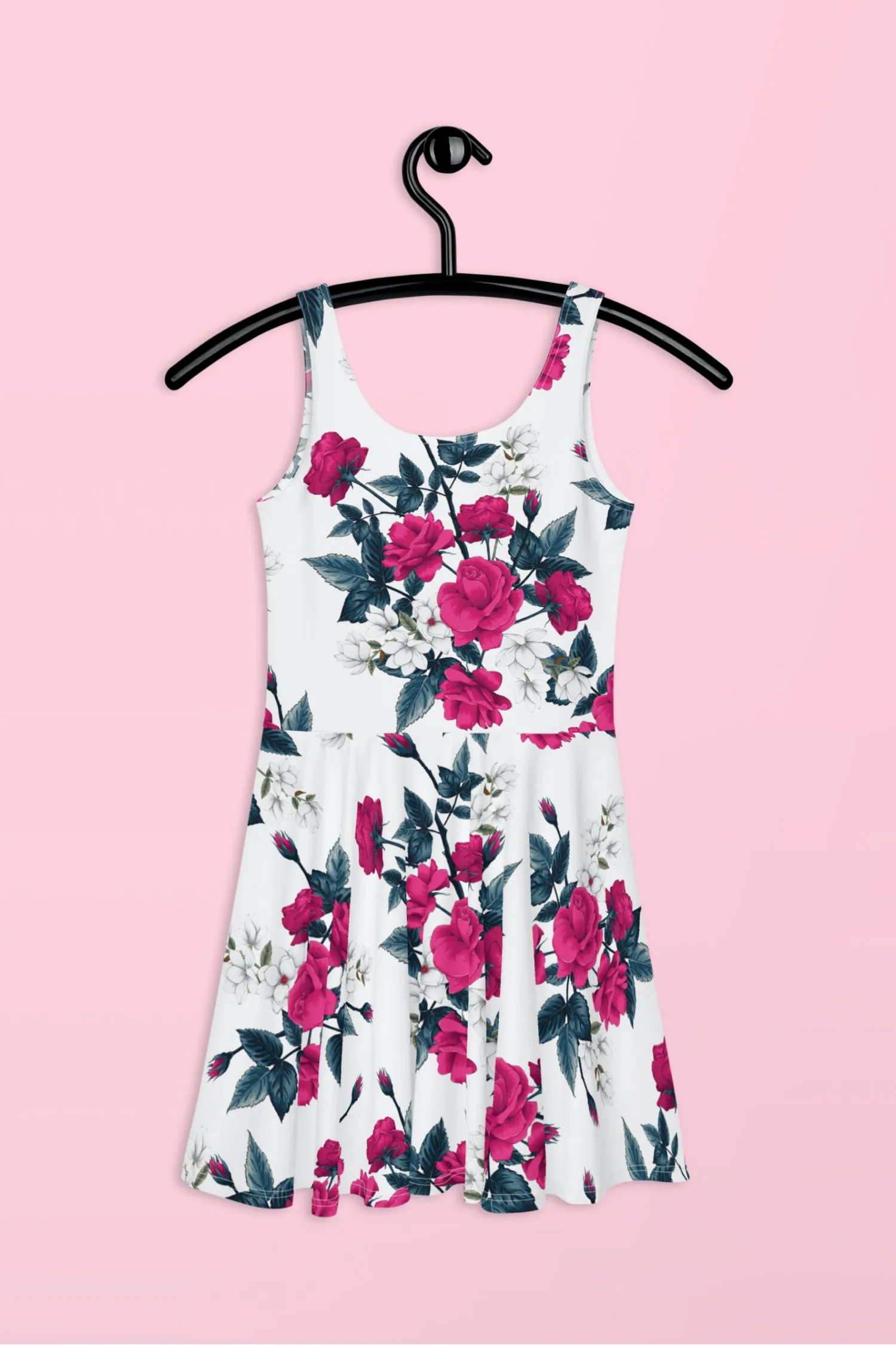 Vestido patinador de rosas