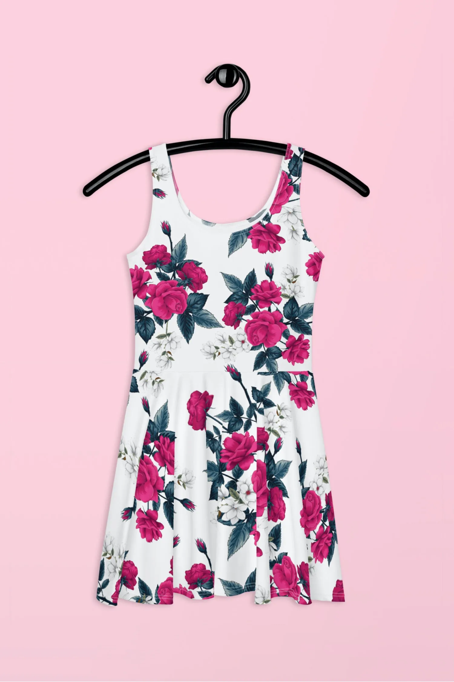 Vestido patinador de rosas