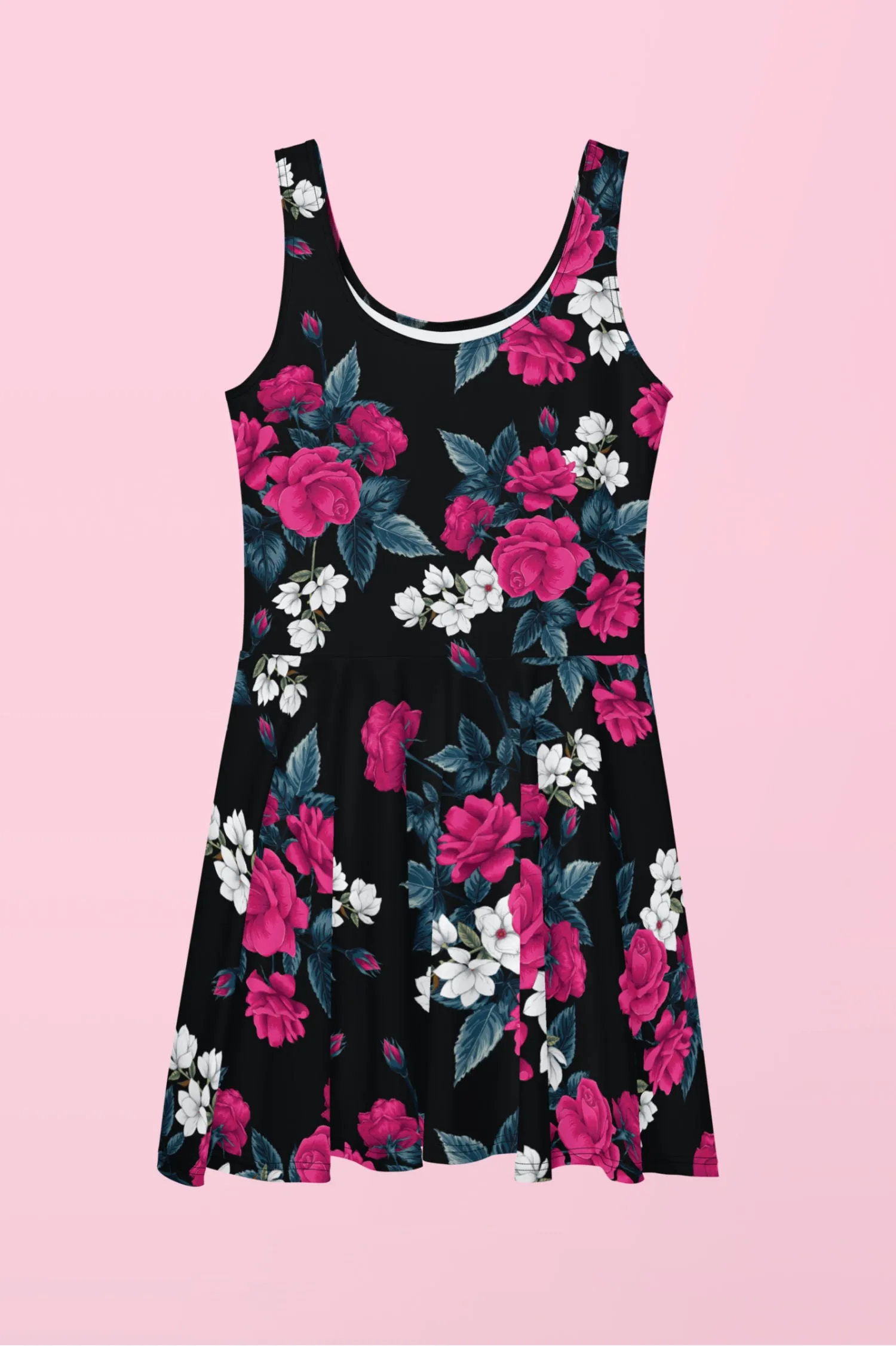 Vestido patinador de rosas