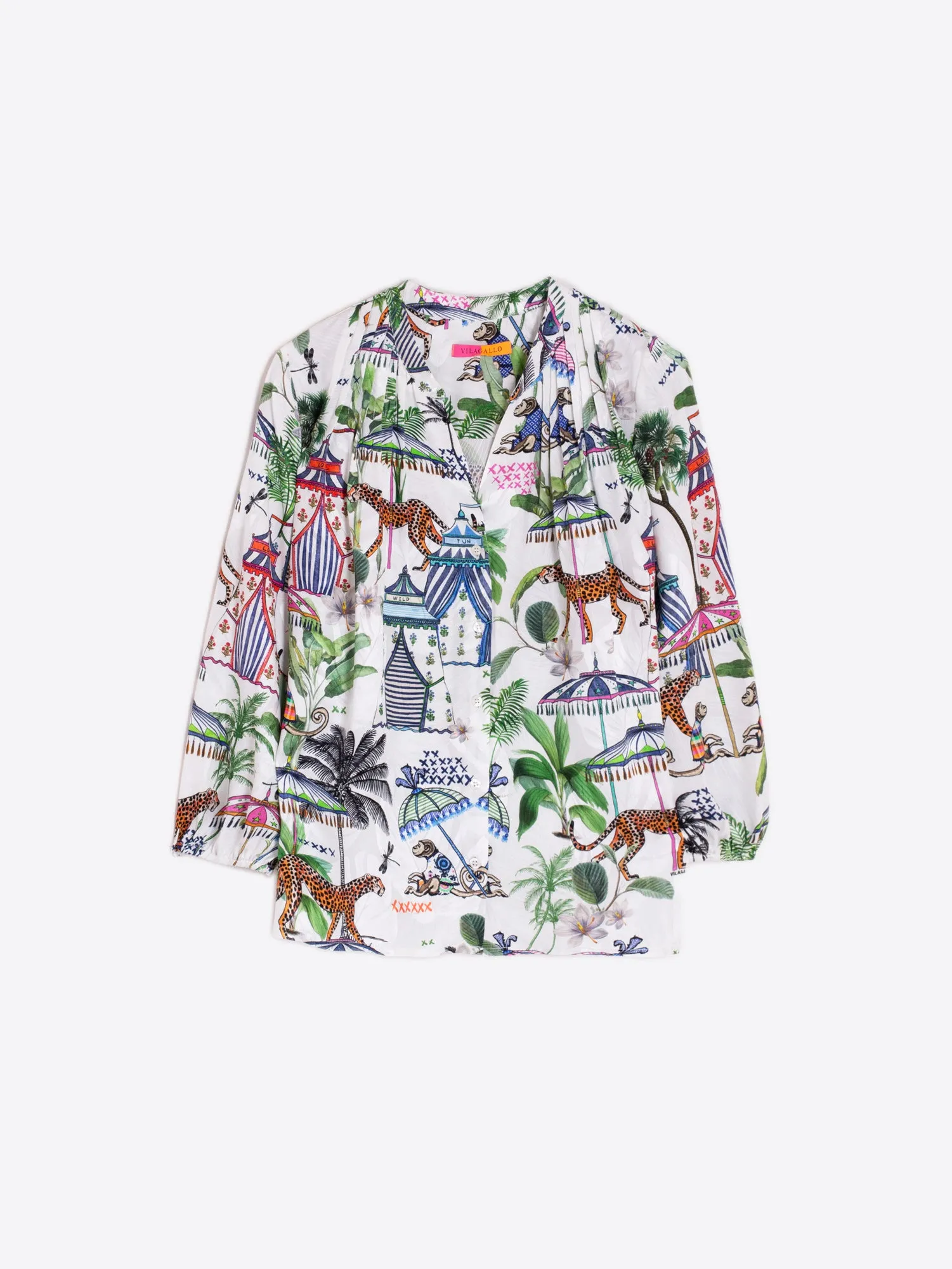 Vilagallo Circus V-Neck Animal Print Blouse