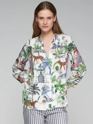 Vilagallo Circus V-Neck Animal Print Blouse
