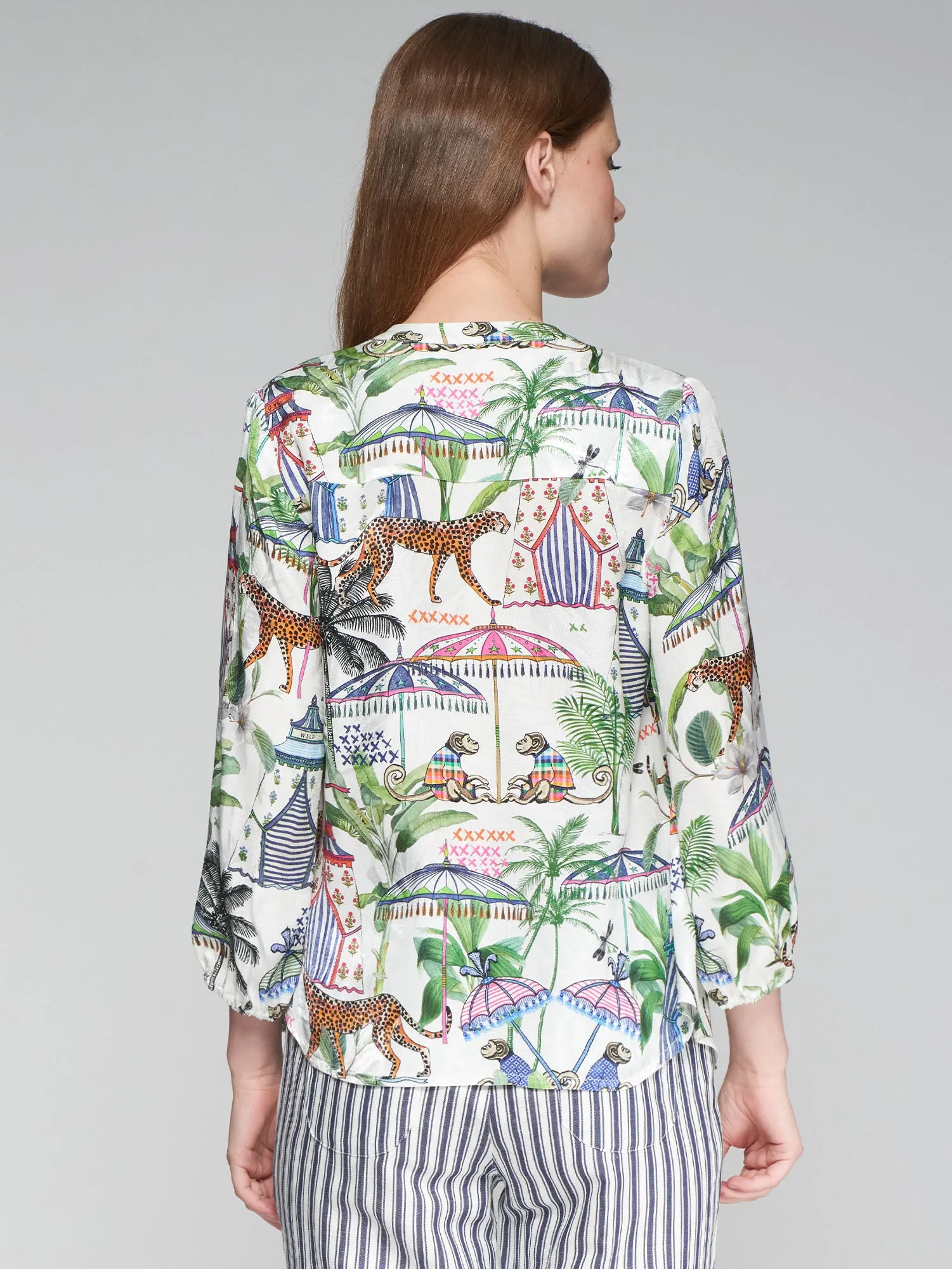 Vilagallo Circus V-Neck Animal Print Blouse
