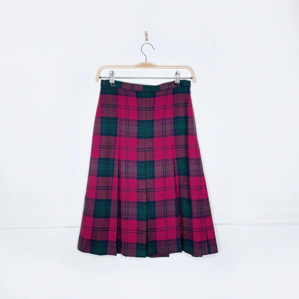 vintage 70s burberrys wool tartan pleated skirt