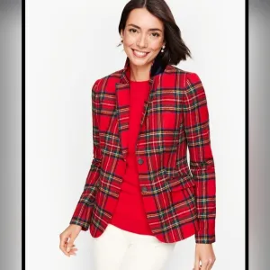 Vintage Talbot Red Plaid Wool Blazer size 6P