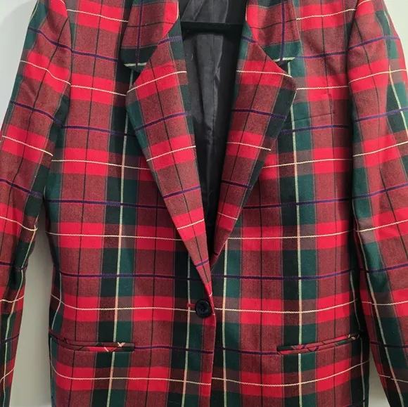 Vintage Talbot Red Plaid Wool Blazer size 6P