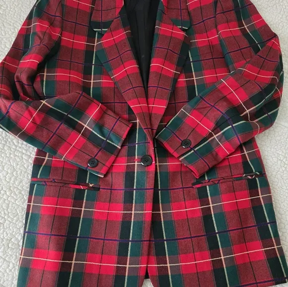 Vintage Talbot Red Plaid Wool Blazer size 6P