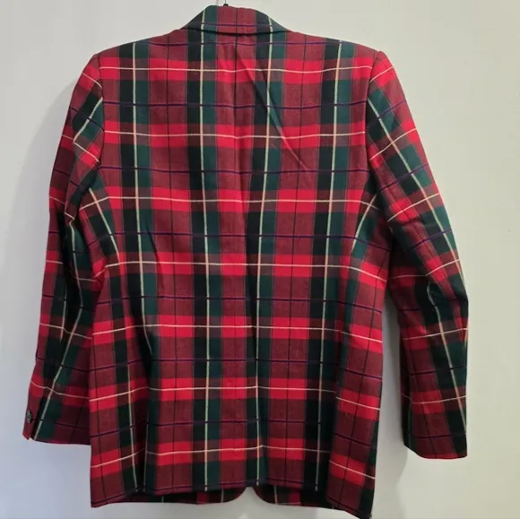 Vintage Talbot Red Plaid Wool Blazer size 6P