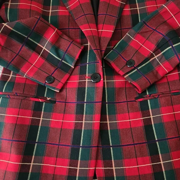 Vintage Talbot Red Plaid Wool Blazer size 6P