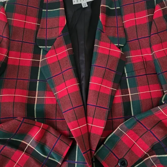 Vintage Talbot Red Plaid Wool Blazer size 6P