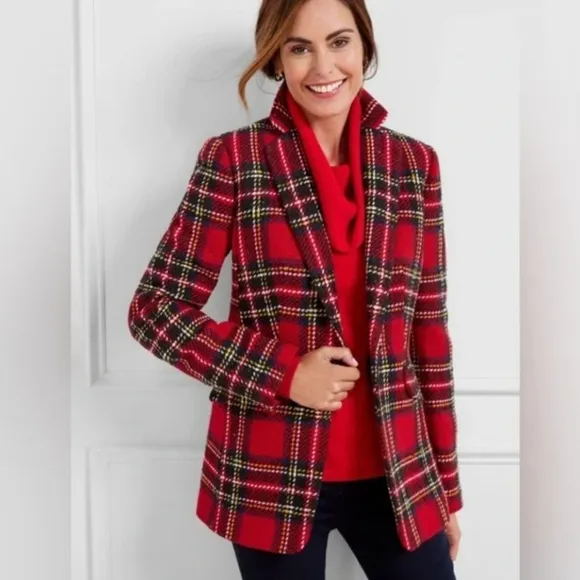 Vintage Talbot Red Plaid Wool Blazer size 6P