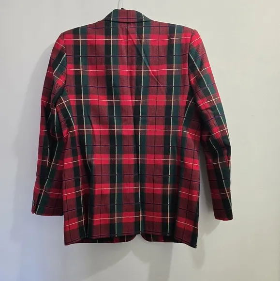 Vintage Talbot Red Plaid Wool Blazer size 6P