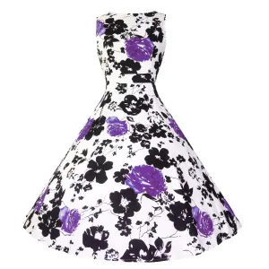 Vintage Tea Dress 1950's Floral Spring Garden Retro Swing Dresses