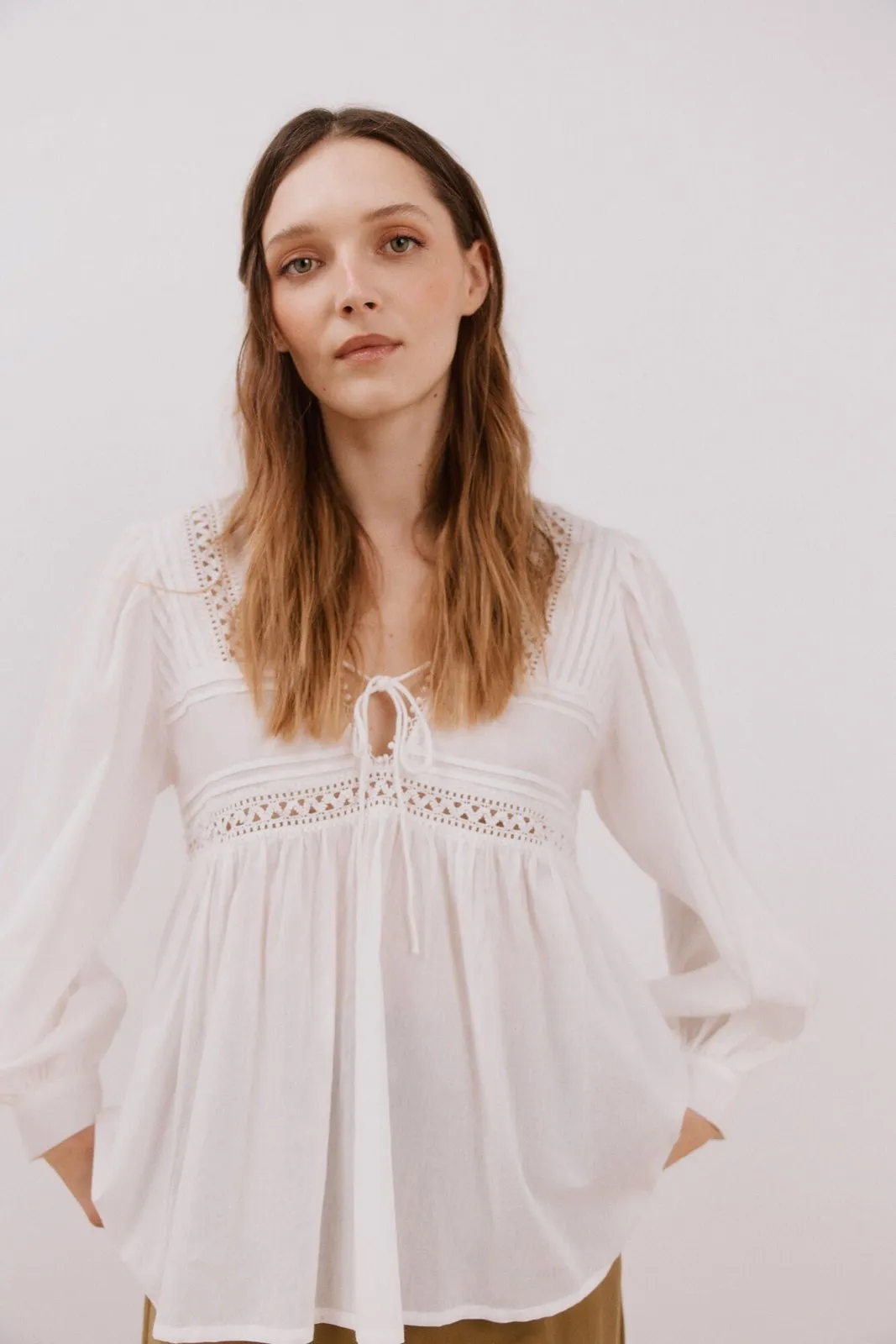 White blouse with inserts - White