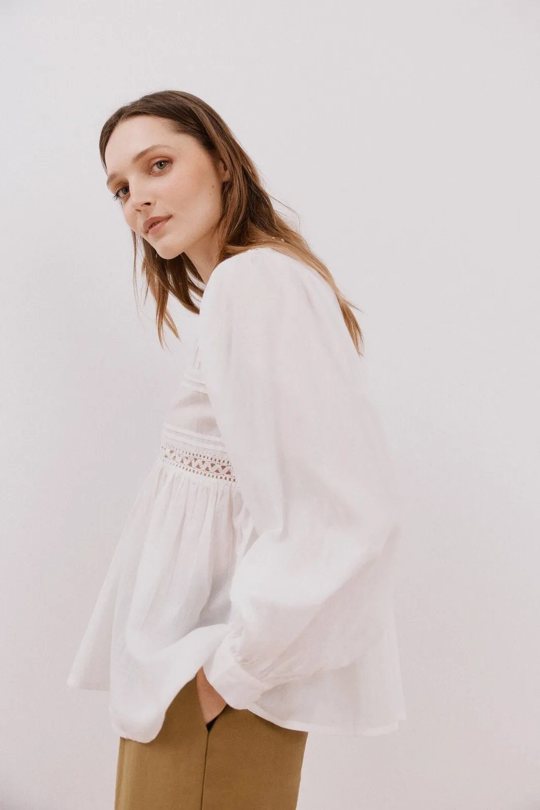 White blouse with inserts - White