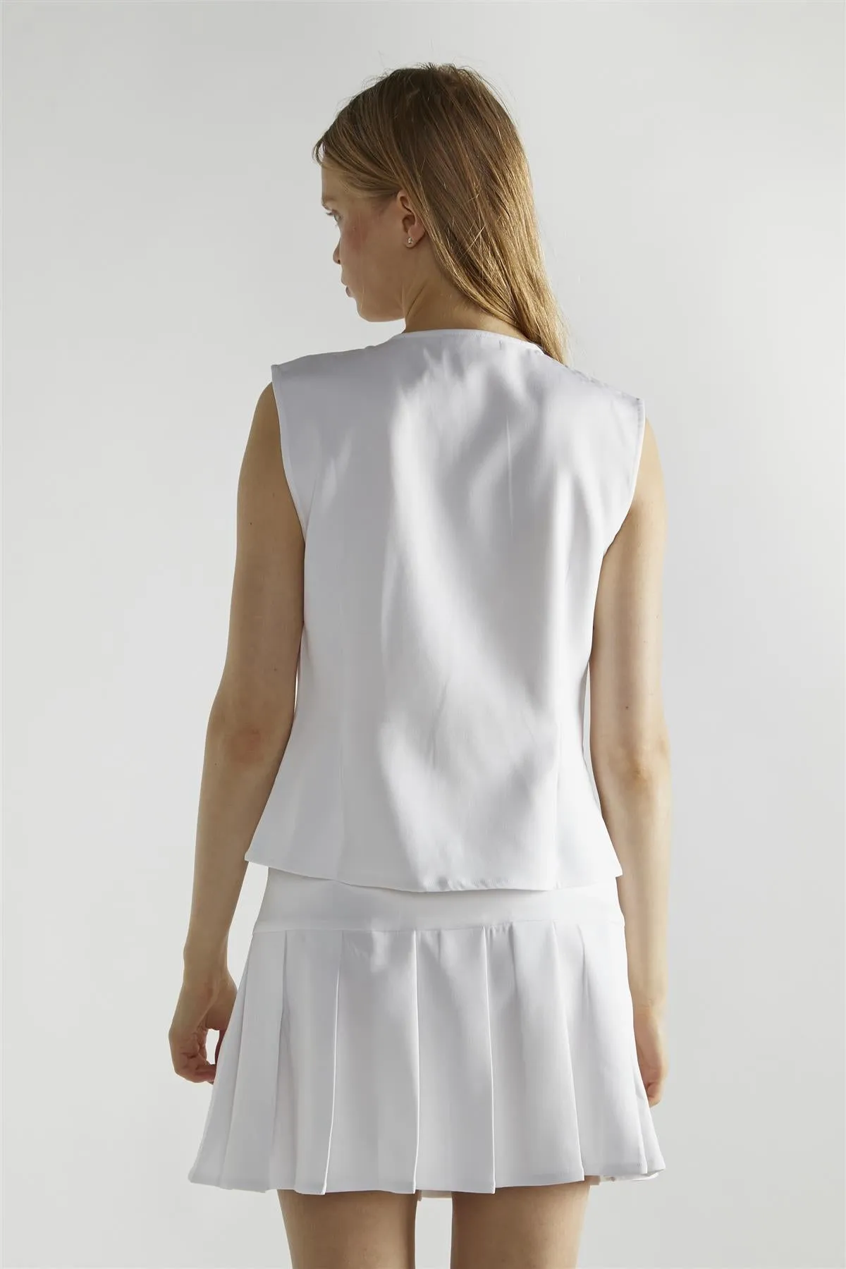 White Pleated Mini-Skirt
