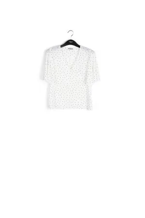 White polka dot v-neck top