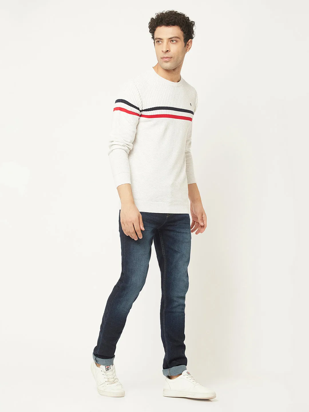 White Sweater in Pure Cotton
