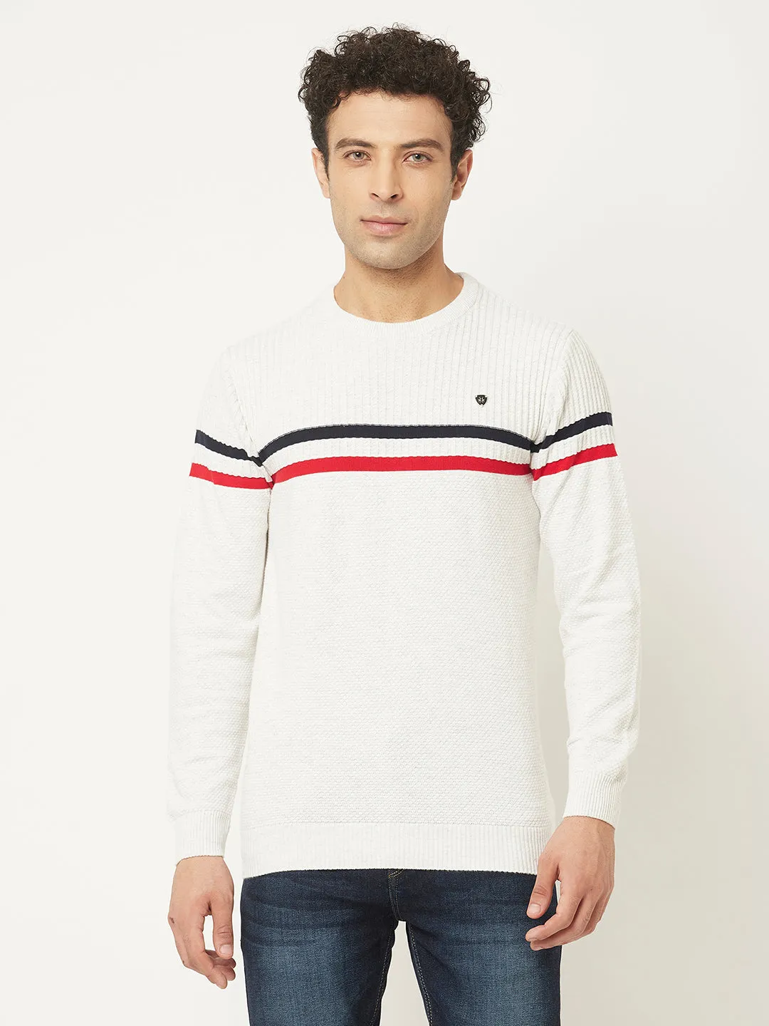 White Sweater in Pure Cotton