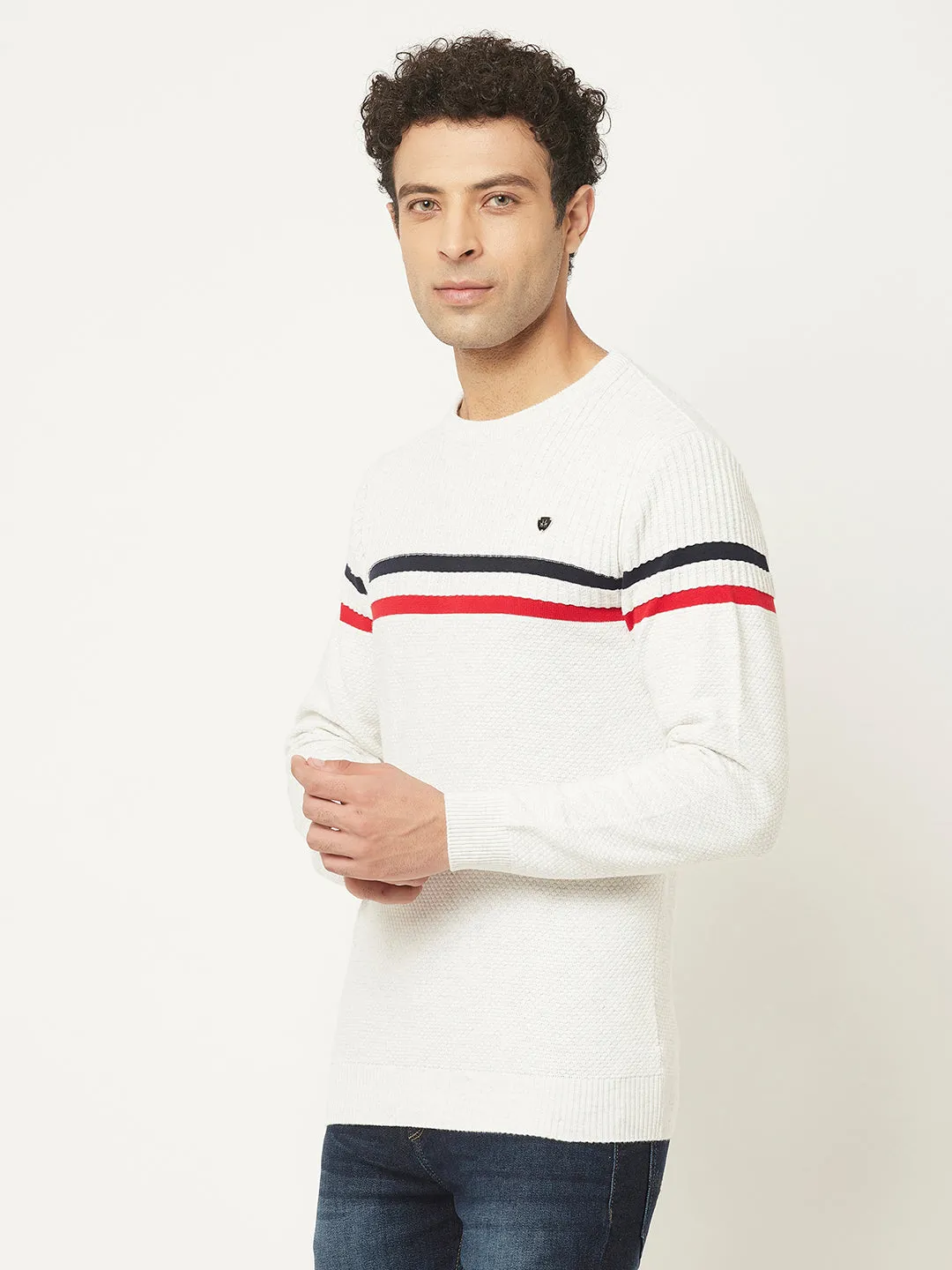 White Sweater in Pure Cotton