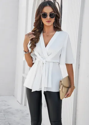 White Tie Up Detail Shirt