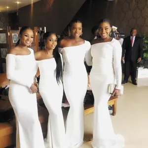 white wedding party dresses 2020 mermaid one shoulder cheap custom long bridesmaid dresses 2021