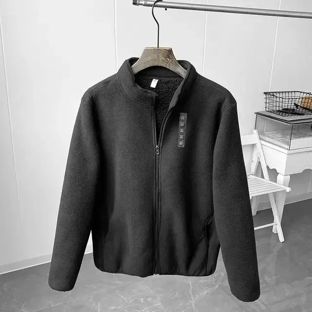 Winter Fleece Jacket Solid Color Sherpa Casual Coat