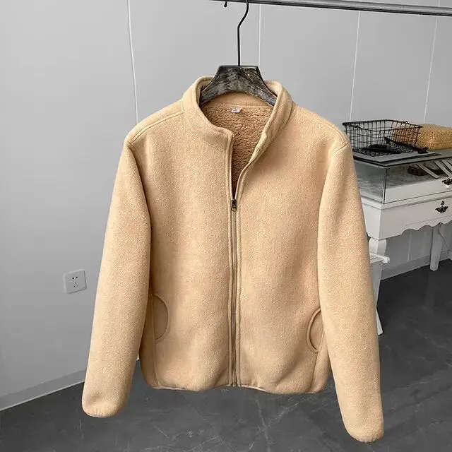 Winter Fleece Jacket Solid Color Sherpa Casual Coat
