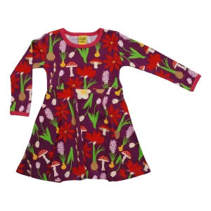Winter Flowers Long Sleeve Skater Dress - 2 Left Size 11-12 & 12-13 years