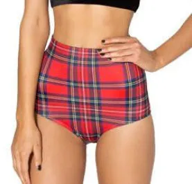 Women Shorts Summer Tartan Suit Bottom Print high waist shorts