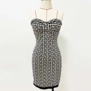 Women's Black and White Cocktail Party Dresses Elegant Tube Short Dress
