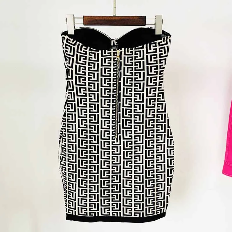 Women's Black and White Cocktail Party Dresses Elegant Tube Short Dress