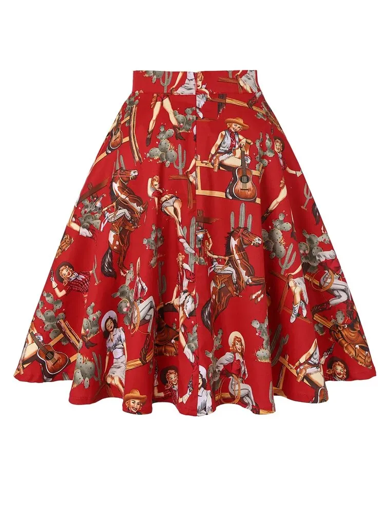 Women's floral pleated midi skirts