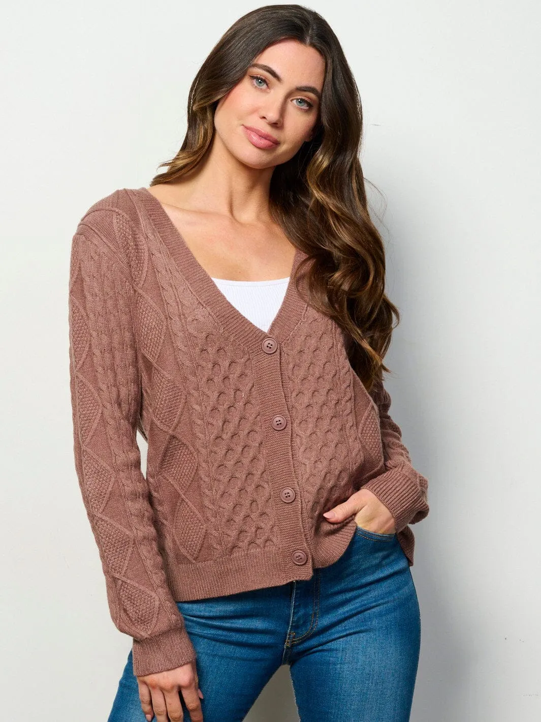 WOMENS LONG SLEEVE BUTTON CLOSURE CARDIGAN SWEATER