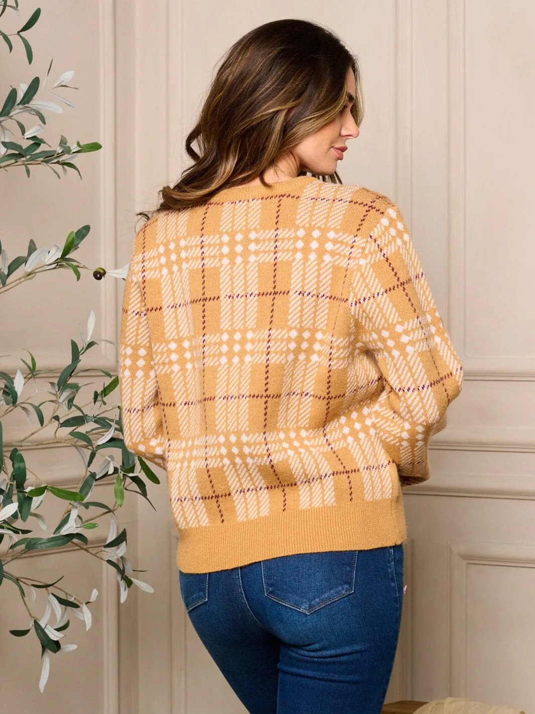 WOMENS LONG SLEEVE PULLOVER COLORBLOCK MULTI PRINT SWEATER