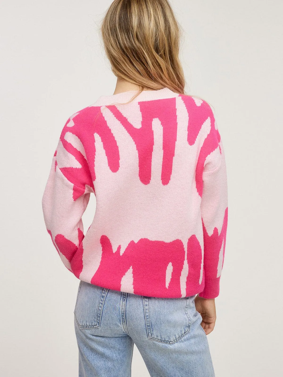 WOMENS LONG SLEEVE PULLOVER PRINTED SWEATER