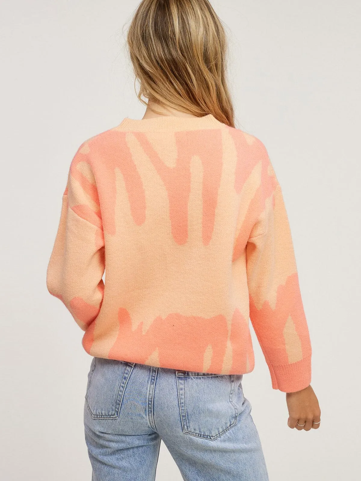 WOMENS LONG SLEEVE PULLOVER PRINTED SWEATER