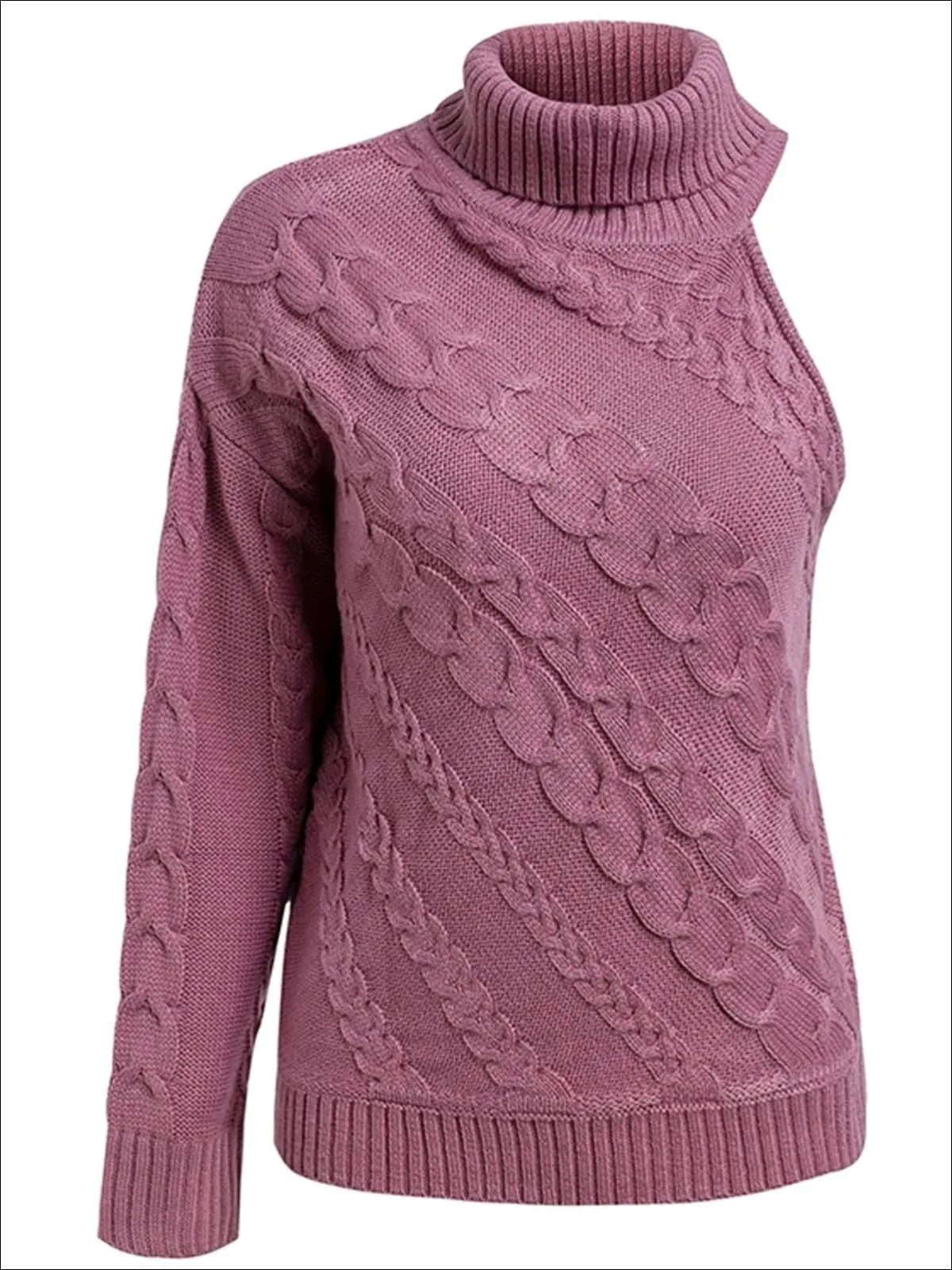 Women's One Shoulder Cable Knit Sweater