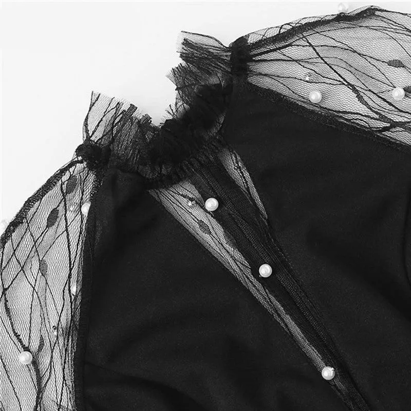 Women's Round Neck Long Sleeve Sexy Party Bodysuit Dress