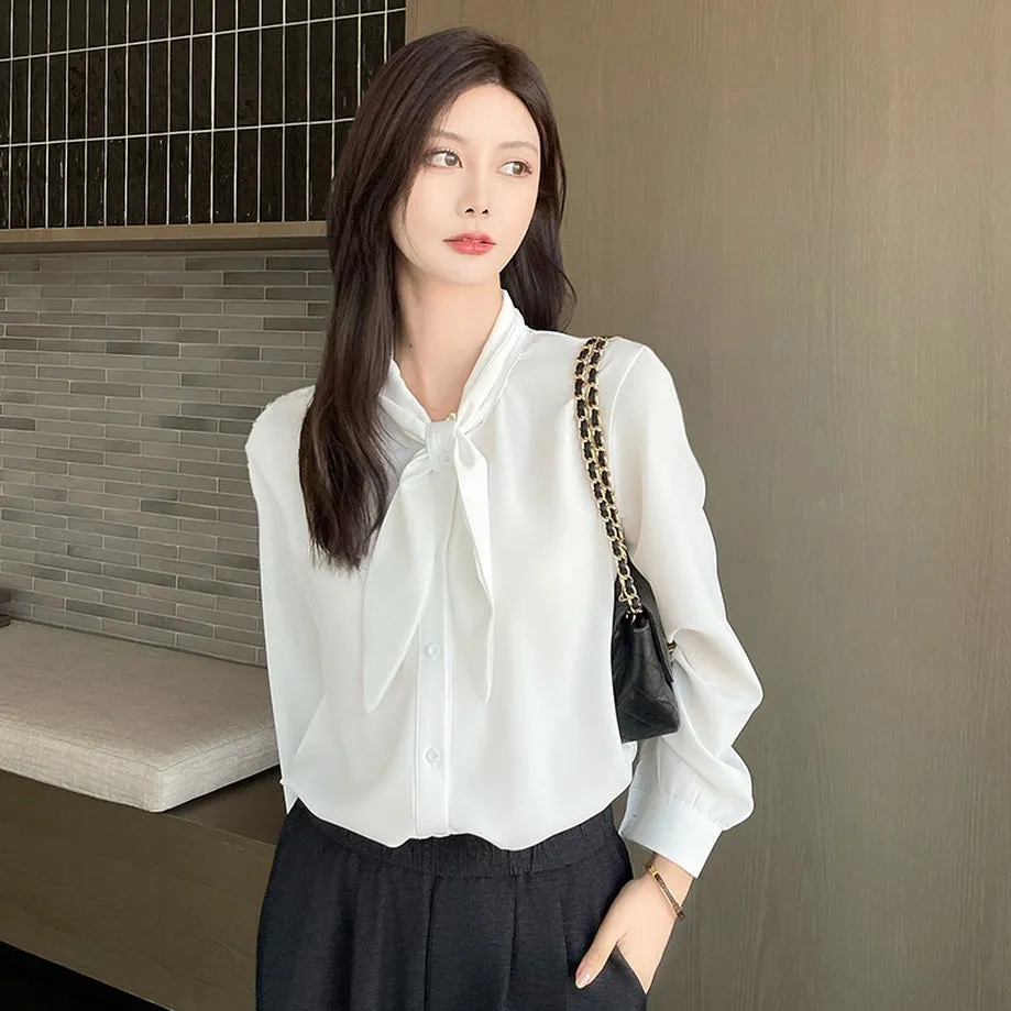 Women's Solid Color Satin Blouse for a Chic Look