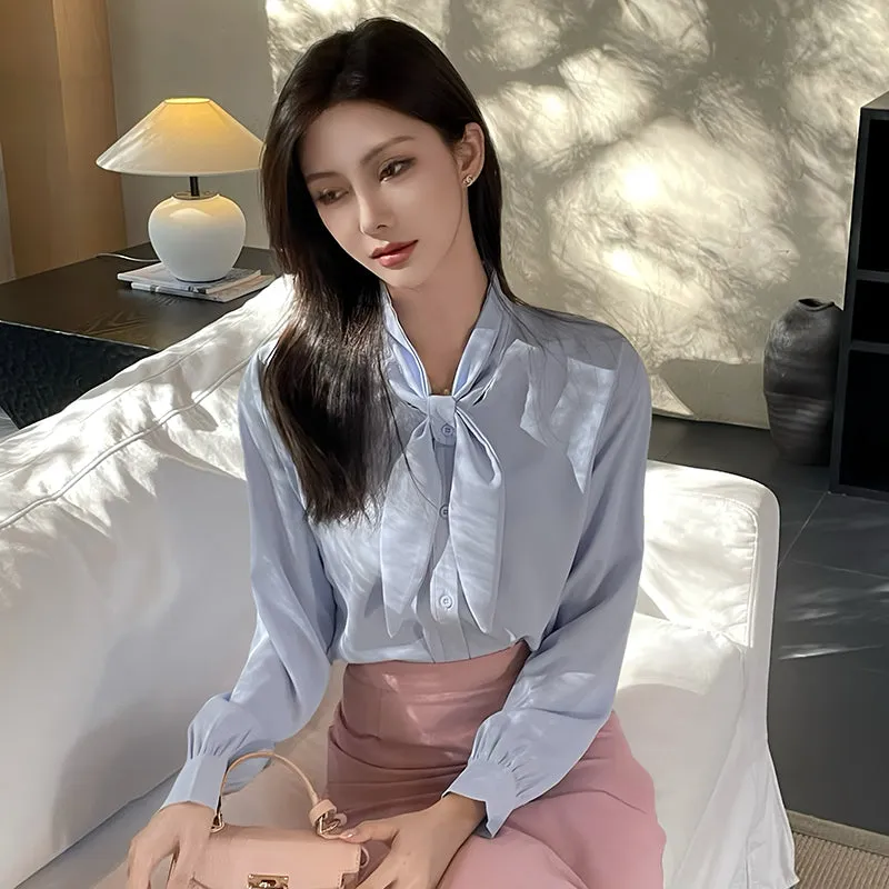 Women's Solid Color Satin Blouse for a Chic Look