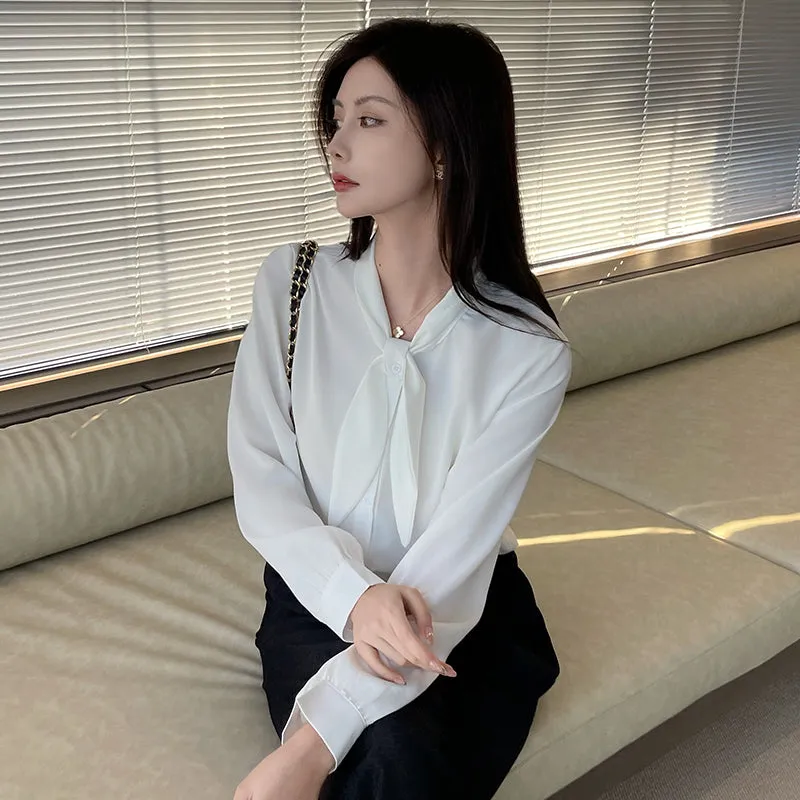 Women's Solid Color Satin Blouse for a Chic Look