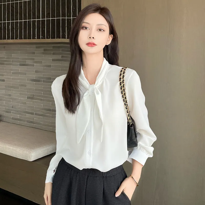 Women's Solid Color Satin Blouse for a Chic Look