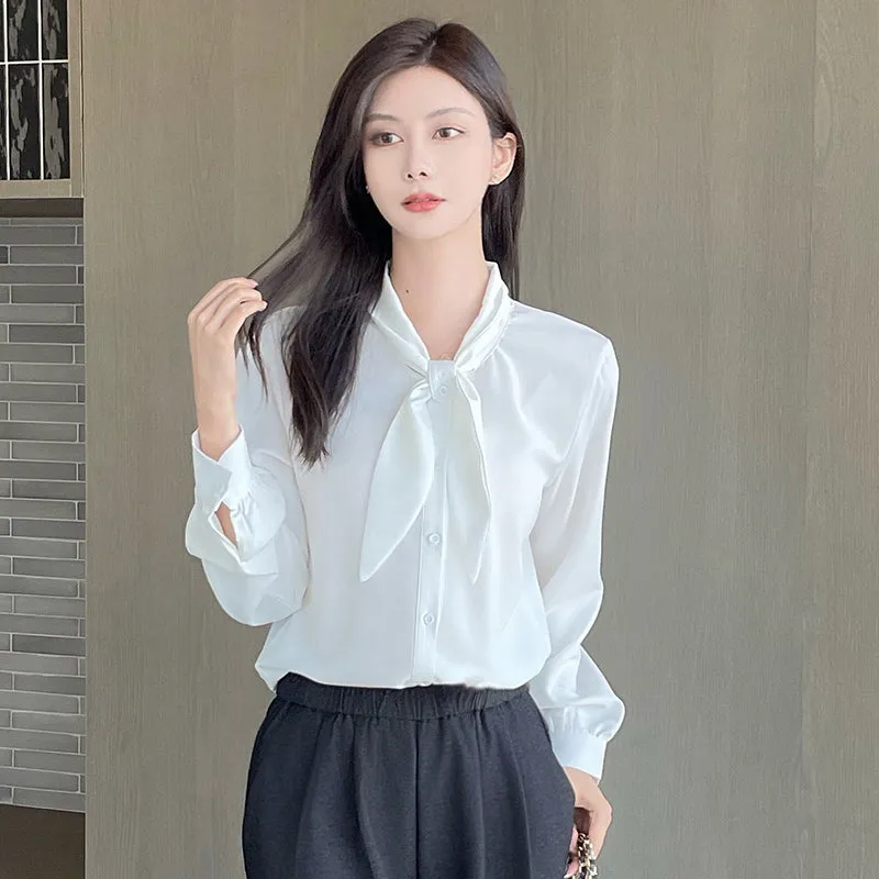 Women's Solid Color Satin Blouse for a Chic Look