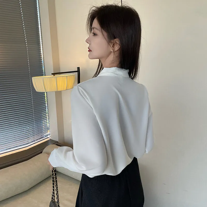 Women's Solid Color Satin Blouse for a Chic Look