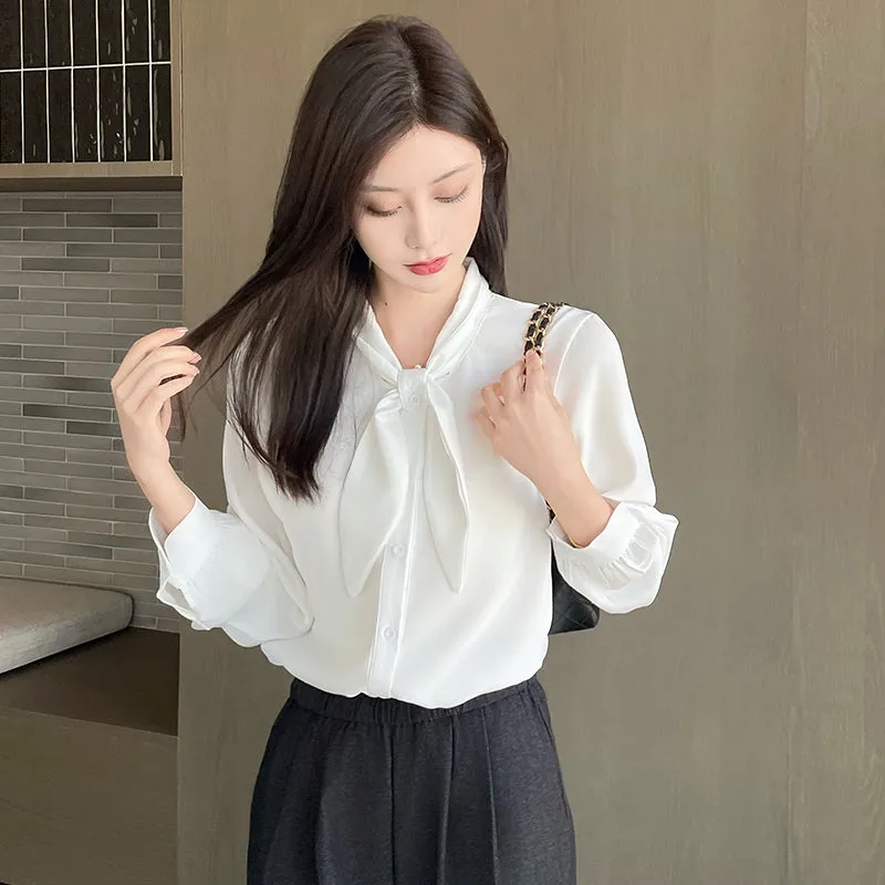 Women's Solid Color Satin Blouse for a Chic Look